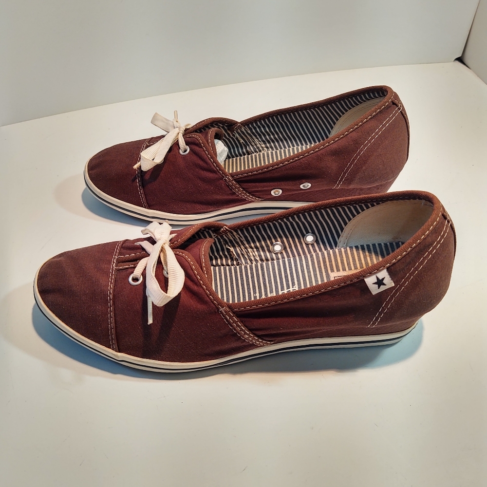 Converse One⭐Star Wedge Heel Brown Twill Shoe's